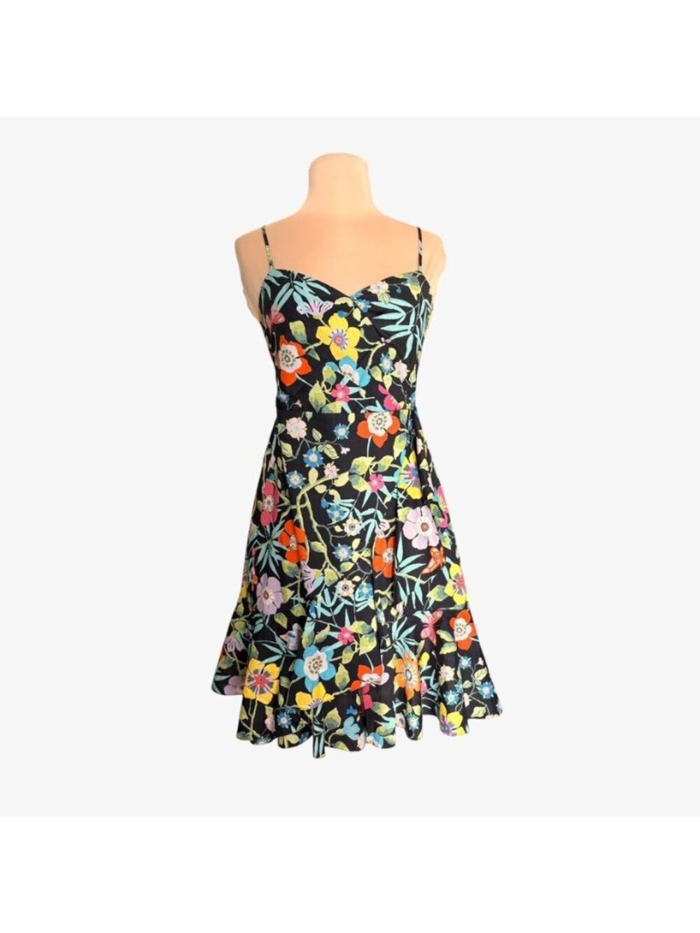NWT J.Crew Liberty Secret Garden Dress Ruffle-hem 00 Black Multi NEW Party
